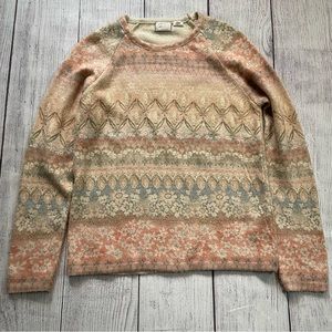 Anthropologie Postmark Garden Pink & Cream Sweater Size XS